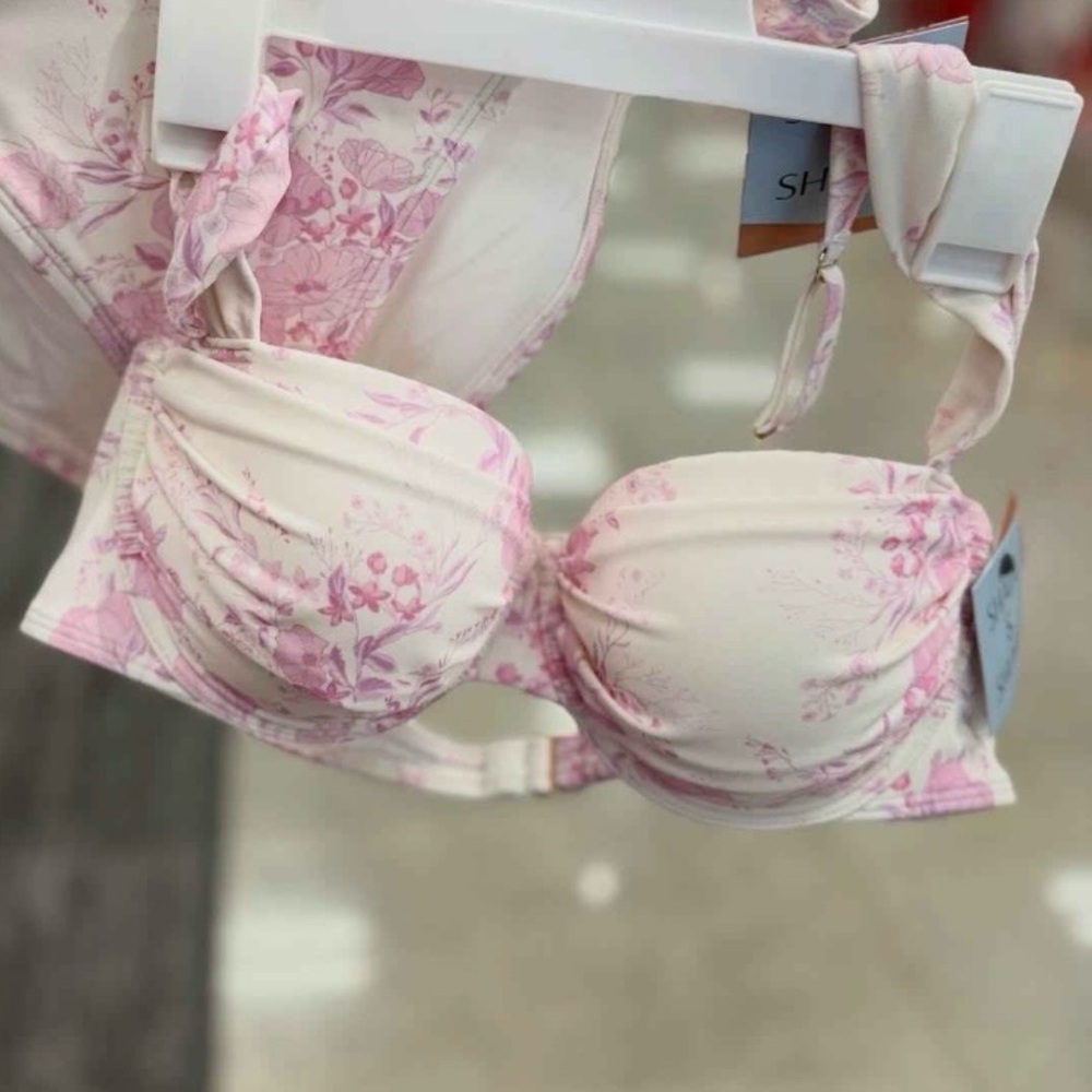 Shade & Shore Cream & Pink Floral Underwire Bikini Top & Bottom Set